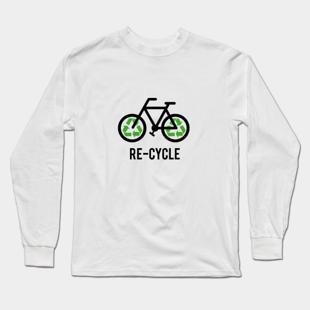 Recycle, bicycle with recycling sign, t-shirt, cyclist shirt Long Sleeve T-Shirt by beakraus